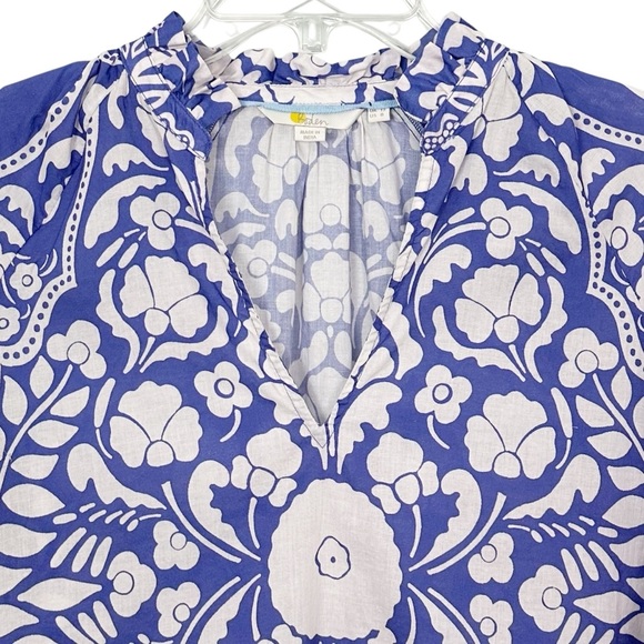 Boden Smocked Cuff Printed Cotton Blouse US Size 8 - Picture 3 of 10